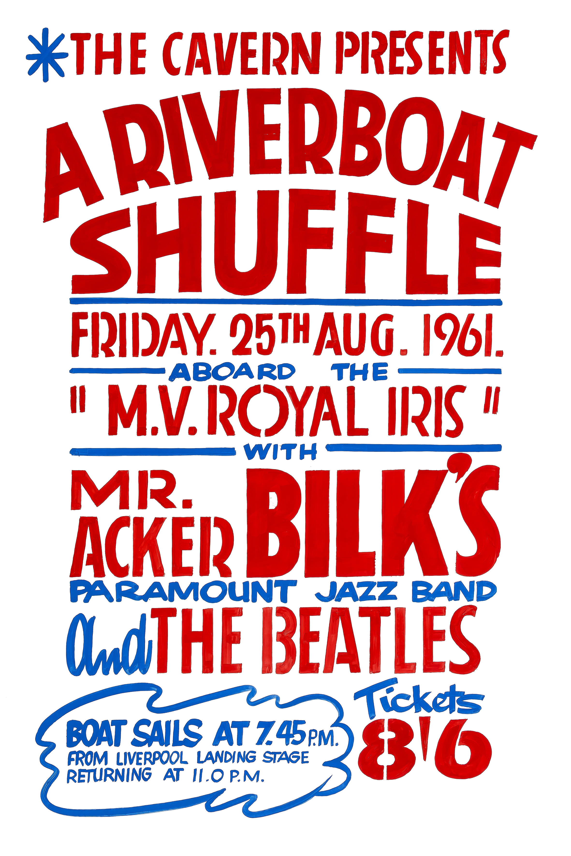 Old poster advertising the Beetles first gig on the ferry